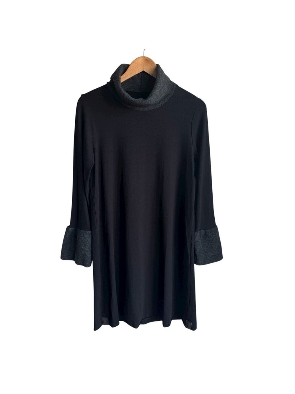 Henriette Steffensen High Neck Tunic Top Sz S Black Grey Fleece Tube Sleepwear